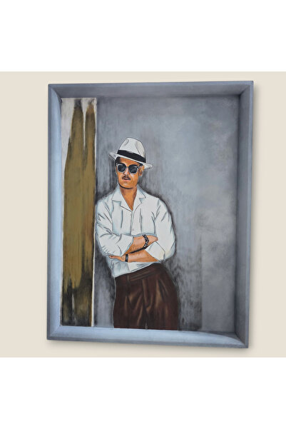 Lotus El Çizimi El Boyaması Ahşap Duvar Panosu Modern Figüratif Erkek Tablosu...