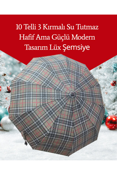 Rubenis 10 Telli 3 Kırmalı Su Tutmaz Hafif Ama Güçlü Modern Tasarım Lüx Şemsiye