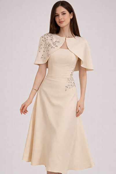 BATRINA STYLE Soft Barbie beige dress