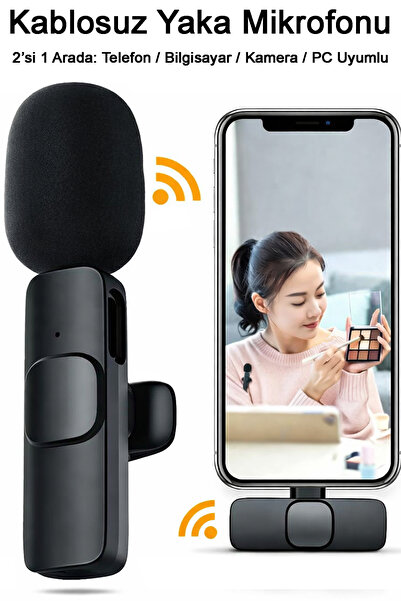 Tech&bello accessories Kablosuz Yaka Mikrofonu | Type-C & Lightning | Android...