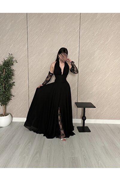 elin فستان سهرة رقبه على شكل حرفV