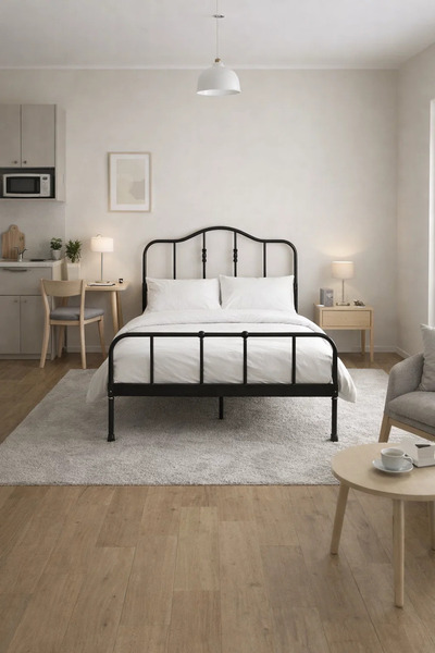 MARIA HOMES Black Metal Bed Frame - BLACK (120*190 cm)