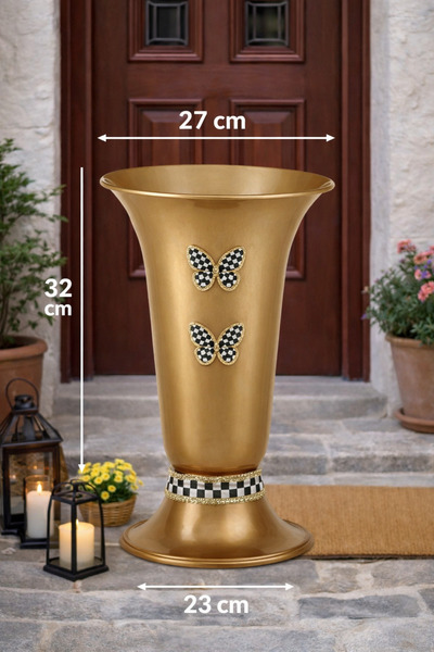 Marrone Suport pentru umbrelă auriu de 32 cm, decor pentru ușă, cu panglică a...