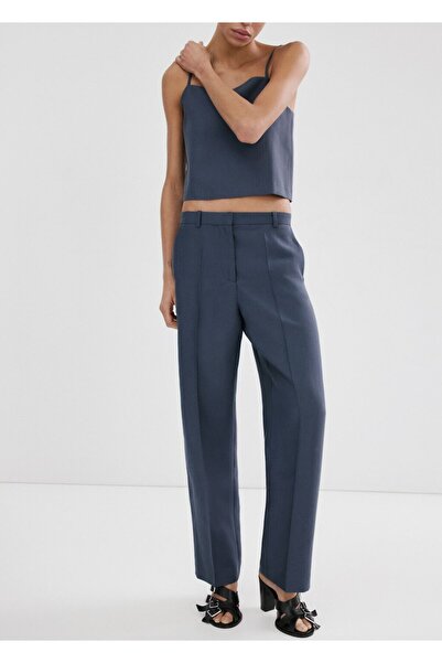 MANGO Woman Orta bel lyocell pantolon