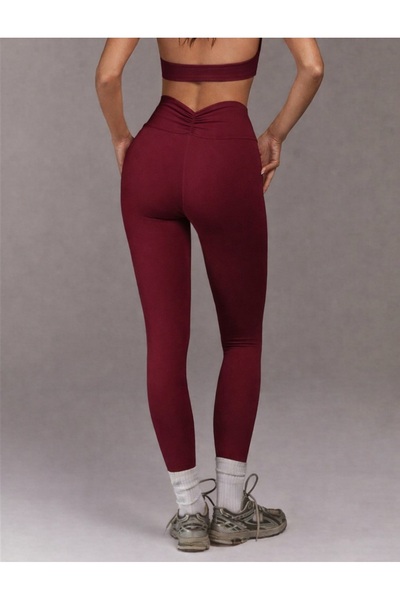 MAROVOAY High-Waisted Lycra Sports Leggings with Gathered Waistband, Yoga Leg...