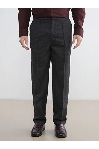LC Waikiki Southblue Gray Standard Fit Wool Blend Gabardine Men's Trousers