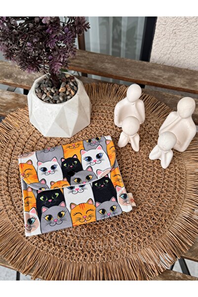 Classbag El Yapımı Özel Desenli Baskı Kumaş, Çıtçıtlı Çok Amaçlı Cüzdan