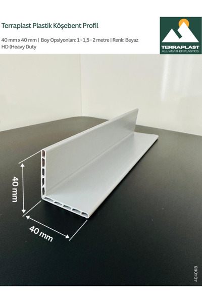 Terraplast Plastik Köşebent Profil | 40x40 mm | Boy: 1,5 metre | Adet: 4 | L ...