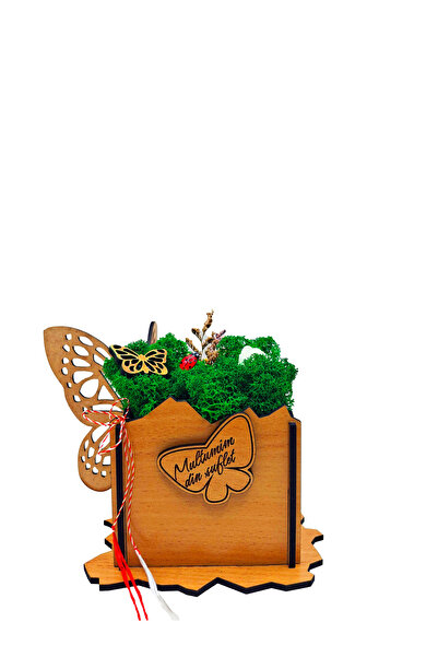 OEM Decorative Martisor with Stabilized Lichens, Wooden Gift Thank You from t...