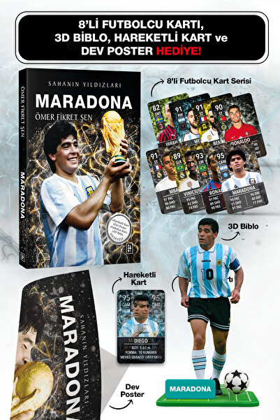 Parodi Yayınları Maradona Futbolcu Kitabı - 3D Biblo, 8'li Futbolcu Kartı, De...