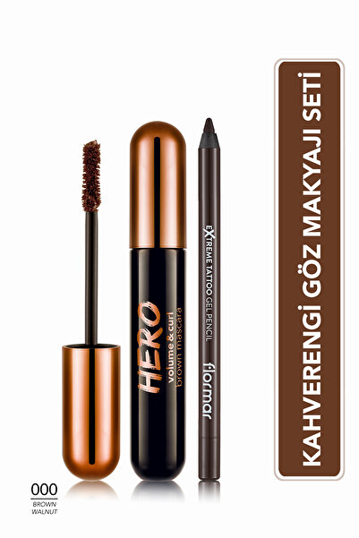 Flormar Doğal Görünümlü Kahverengi Maskara & Göz Kalemi 2'li Set