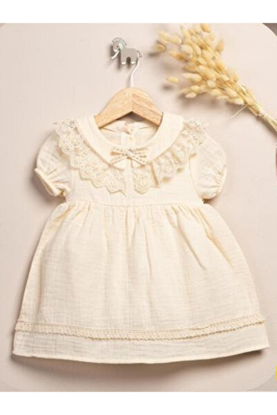 Lumbi Baby Müslin Kumaş Kısa Kollu Kız Bebek Lady Elbise