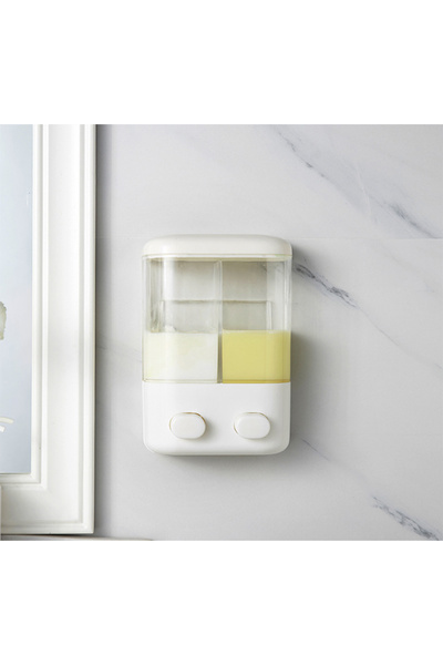 Generic Dual Chamber Wall Mounted Press Soap Dispenser for Bathroom & Kitchen