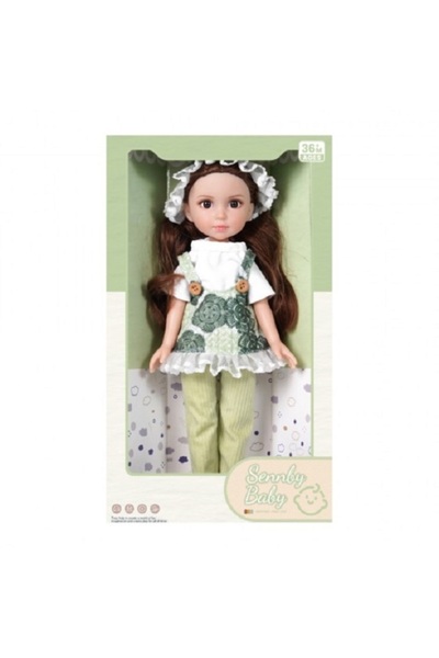 OEM Brunette doll 35 cm with green blouse and pants
