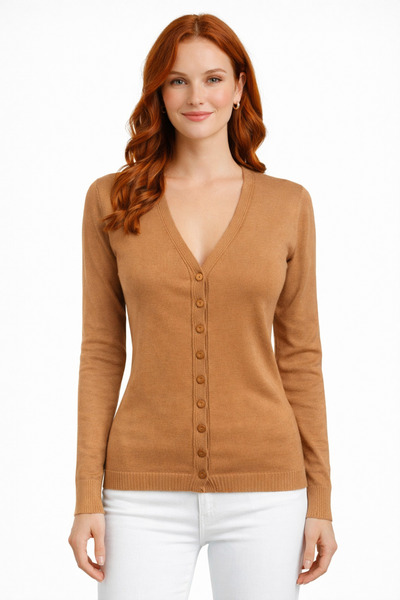 Neden Tekstil V-neck Buttoned Basic Knitwear Cardigan