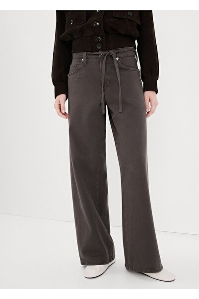 MANGO Woman Kordonlu geniş paça jean pantolon