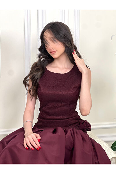 elin فستان سهرة قصير برغندي