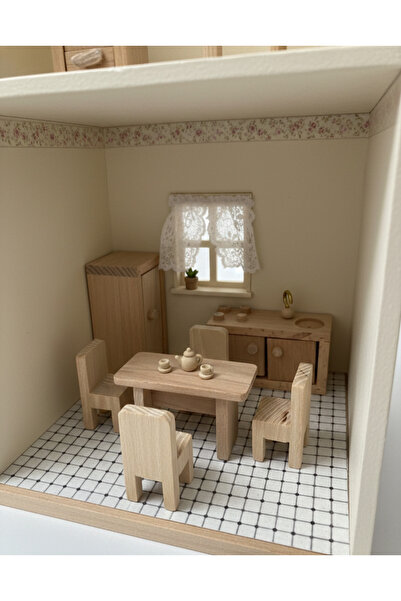 SYArts Minyatür Ahşap Mutfak Seti ( Bebek Evleri İçin İdealdir )