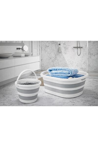 yoyo 2'Lİ Set / 25 LT Akardiyon Katlanır Çamaşır Sepeti ve 11 LT Katlanır Ova...