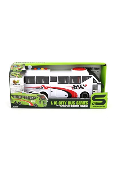 OEM White bus with friction, sounds and lights, 1:16, JSTOYS&...