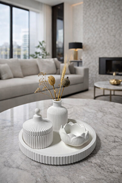 Zigzag Home Decorative Bohemian 4-Piece Vase Set, Striped Tray, Lotus Candle ...