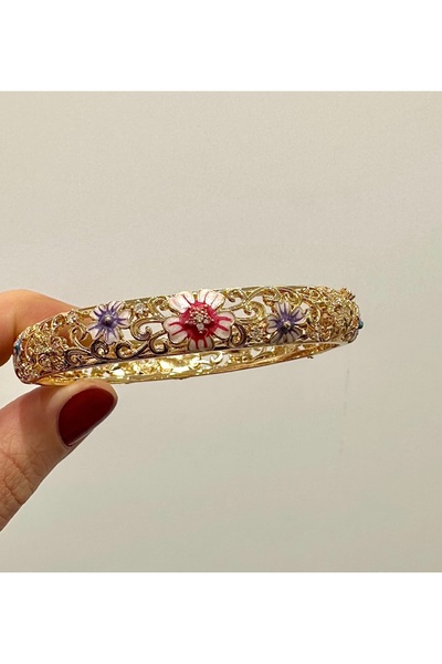 GLOW ACCESSORIES BAE Special Series Premium Enameled Zircon Stone Flowered St...