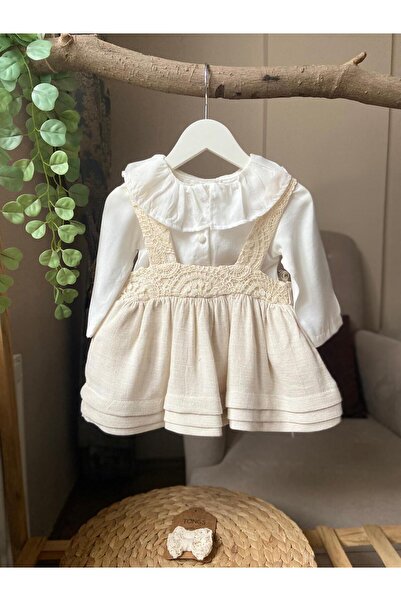 bebekstra Kız Bebek Gömlek Toka Jile 3 lü Elbise