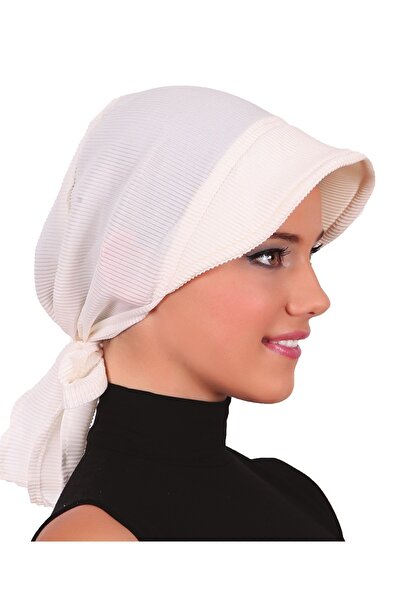elysianfidan Pleated Hat Cream Ready-To-Wear Turban Hijab Pool Cap Suitable f...