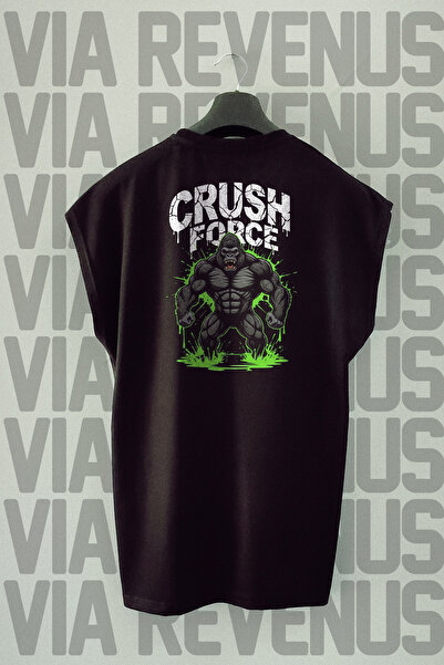 Vordevia Tricou sport din bumbac 100% cu imprimeu pe spate Crush Force Gym, f...