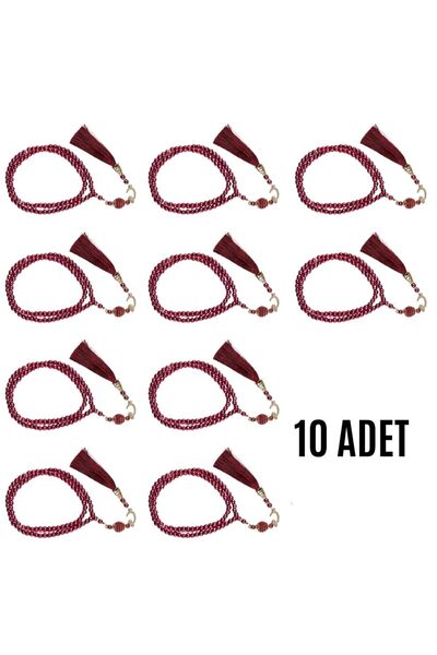 Fırsatkolik سبحة صلاة فوشيا اللون مع 99 حبة من اللؤلؤ الزجاجي وبطاقة دعاء آية...