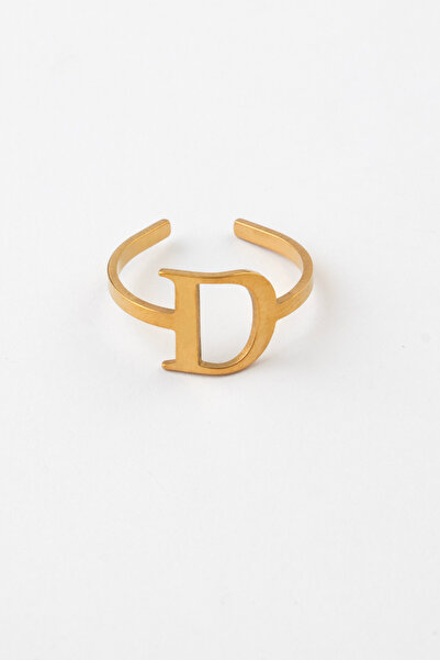 Sortie Aksesuar خاتم حرف D من الفولاذ المقاوم للصدأ قابل لتعديل الحجم ولا يتغ...