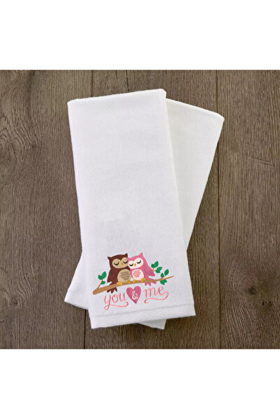 Ursa Towel with Embroidered Design of Love Doves Written in English and Hindi