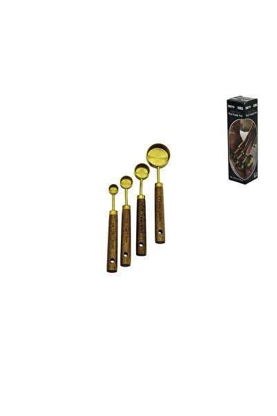 zeixpow 4'LÜ GOLD METAL ÖLÇÜ KAŞIK SETİ OTANTİK AĞAÇ KULP 15ML - 5ML - 2.5ML ...