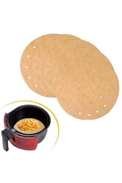 Fırsatkolik 100 Pieces Airfryer Baking Paper Disposable Air Fryer Round Hole ...