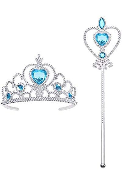 Fırsatkolik Frozen Elsa Blue Heart Crown and Blue Wand Set Children's Size (5...