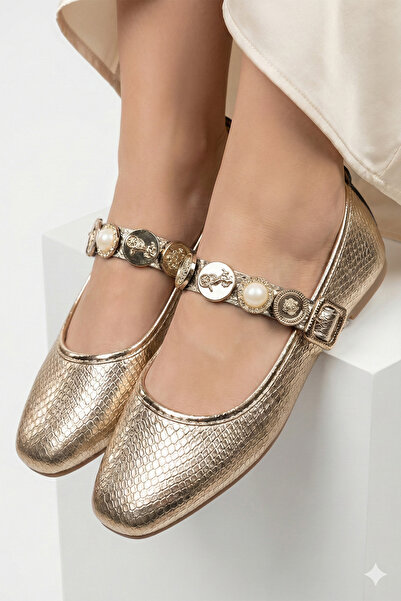 StWenn Patent Leather Soft Tuğra Buckle Stylish Women's Ballerinas Orthopedic...