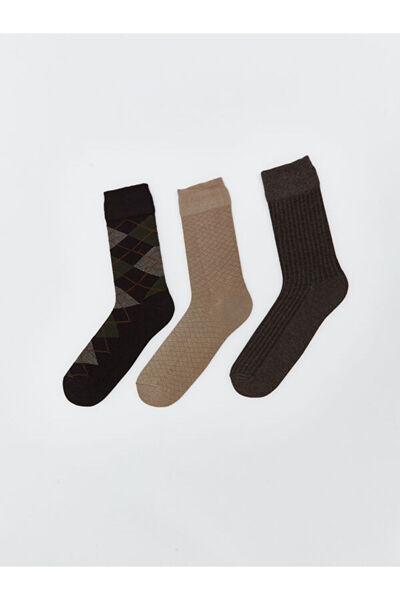 LC Waikiki Rmz Gi̇yi̇m Farkiyla Embroidered Men's Socks 3-Piece Set