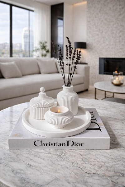 Zigzag Home Dekorativni set od 4 vaze, poslužavnik, držač za čajne sveće, Pru...