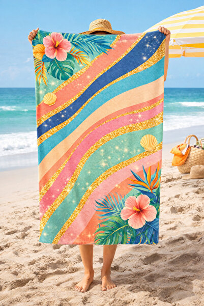 Piloji Tropical Patterned Digital Printed Beach Towel 75X150 cm – Soft, Highl...