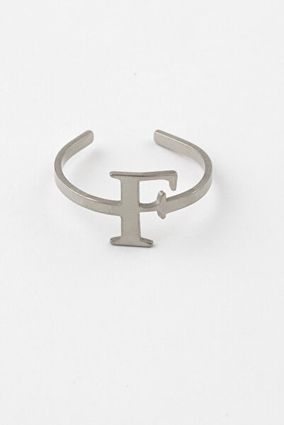 Sortie Aksesuar خاتم حرف F من الفولاذ المقاوم للصدأ قابل لتعديل الحجم ولا يتغ...