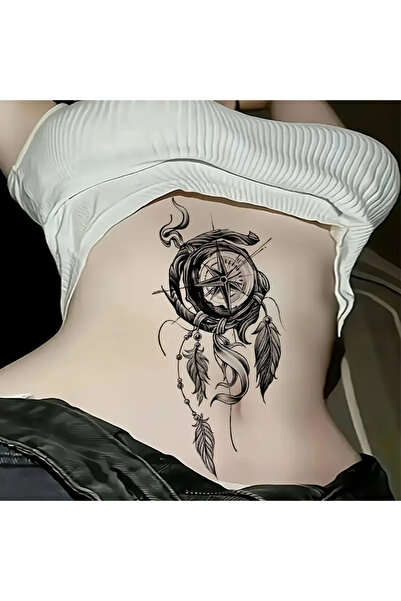 MDCOLLECTİON Pusula Figürlü Mini Geçici Dövme Tattoo – Su Transferli Dövme St...
