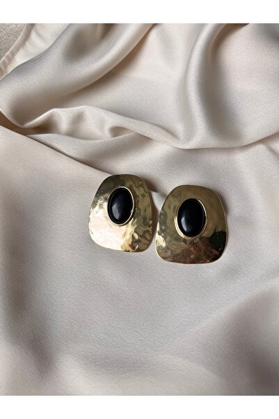 MOD10 Hele in Jewerly Gold Plated Maxi Size Black Earrings