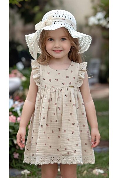 BİLGEN Style Κοριτσίστικο φόρεμα με καπέλο μουσελίνας 1-5 ετών