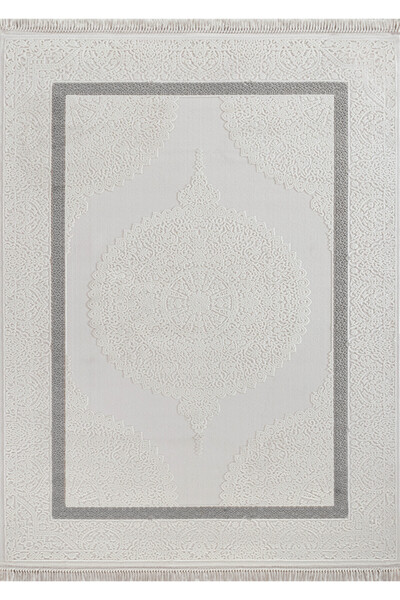 FLORA HALI Avant-Garde Carpet Gray Medallion Soft Tufted Long-Lasting Decorat...