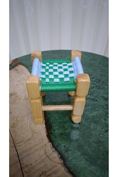PRİMELUXRY SHOP El Yapımı Ahşap Mini Dekoratif Tabure – Örgü İp Oturaklı Deko...