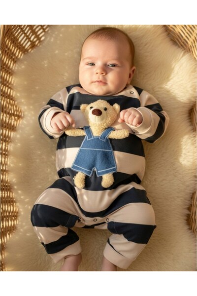 voyyo kids baby Baby Boy Teddy Bear Accessories Striped Bottom Snap Fasteners...