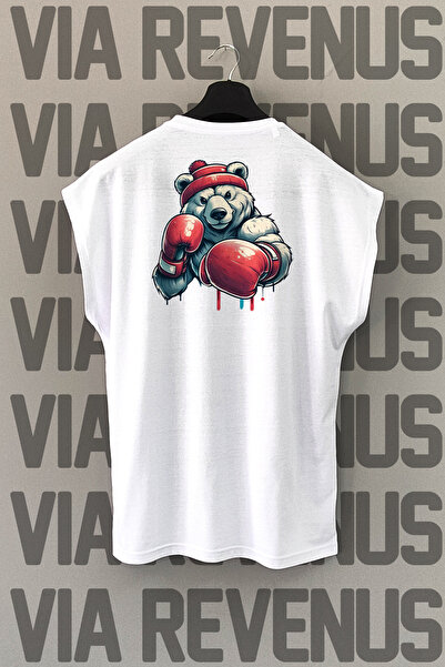 Vordevia Бокс без ръкави с печат на гърба, 100% памучна спортна тениска