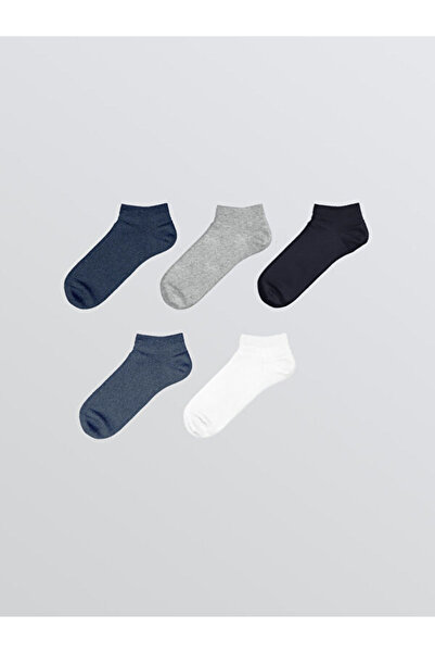 LC Waikiki Rmz Gi̇yi̇m Farkiyla Plain Men's Booties Socks 5-Pack