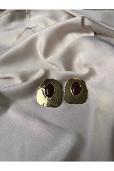 MOD10 Helen Jewerly Gold Plated Maxi Size Brown Earrings