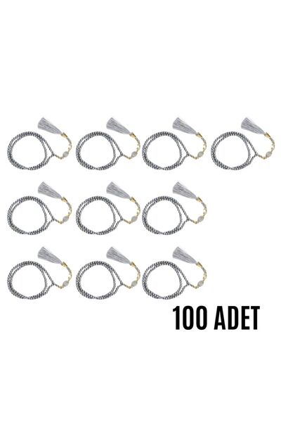 Fırsatkolik سبحة صلاة باللون الرمادي مع حامل صلاة 99 حبة من اللؤلؤ الزجاجي وب...